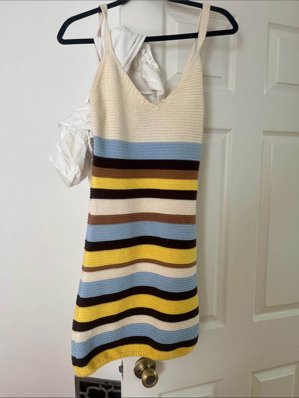 Zara NEW Striped Knit Sundress in Cream, Blue, Yellow & Brown.